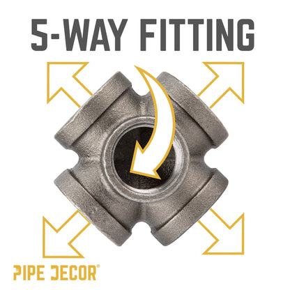 1 in. Black 5-Way Fitting PIPE DECOR
