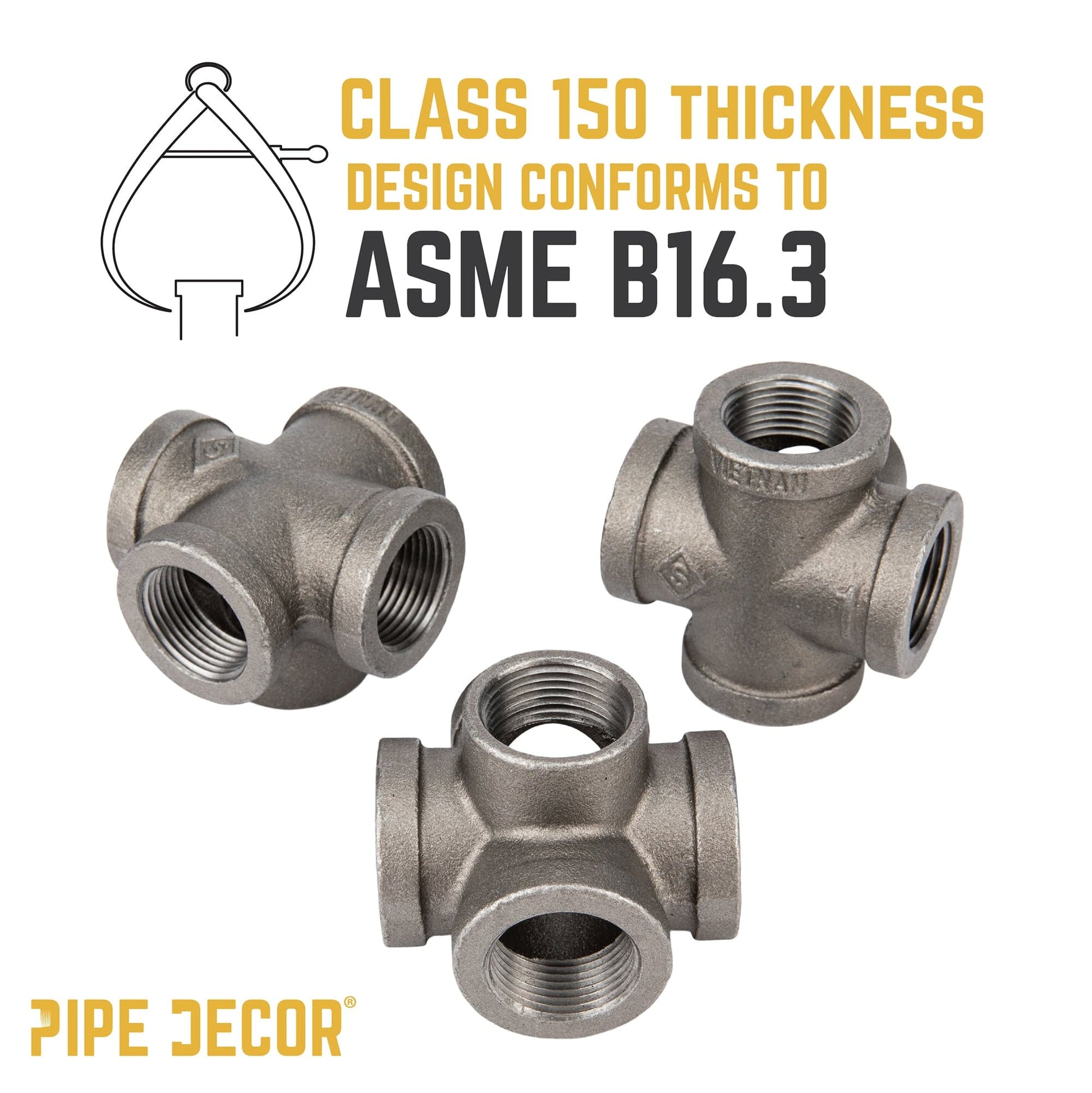 3/4 in. Black 5-Way Fitting PIPE DECOR