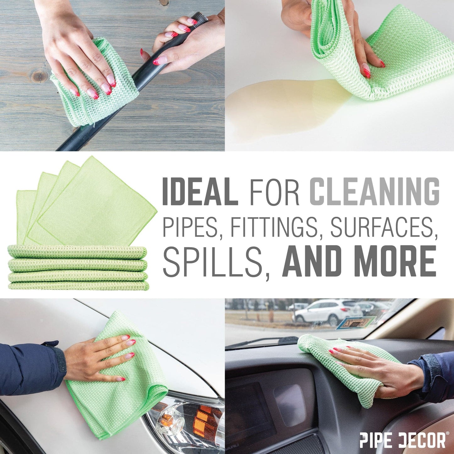 Microfiber Cleaning Cloth, Multi-purpose Lint-Free Towels, 12-Pack PIPE DECOR