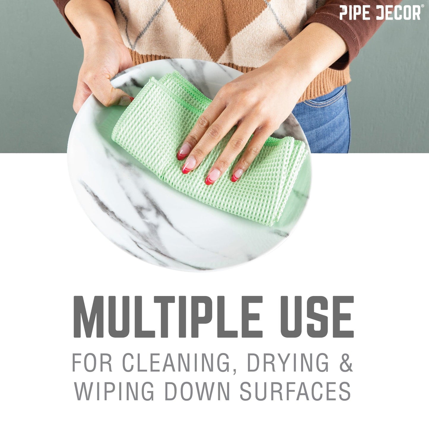 Microfiber Cleaning Cloth, Multi-purpose Lint-Free Towels, 4-Pack PIPE DECOR