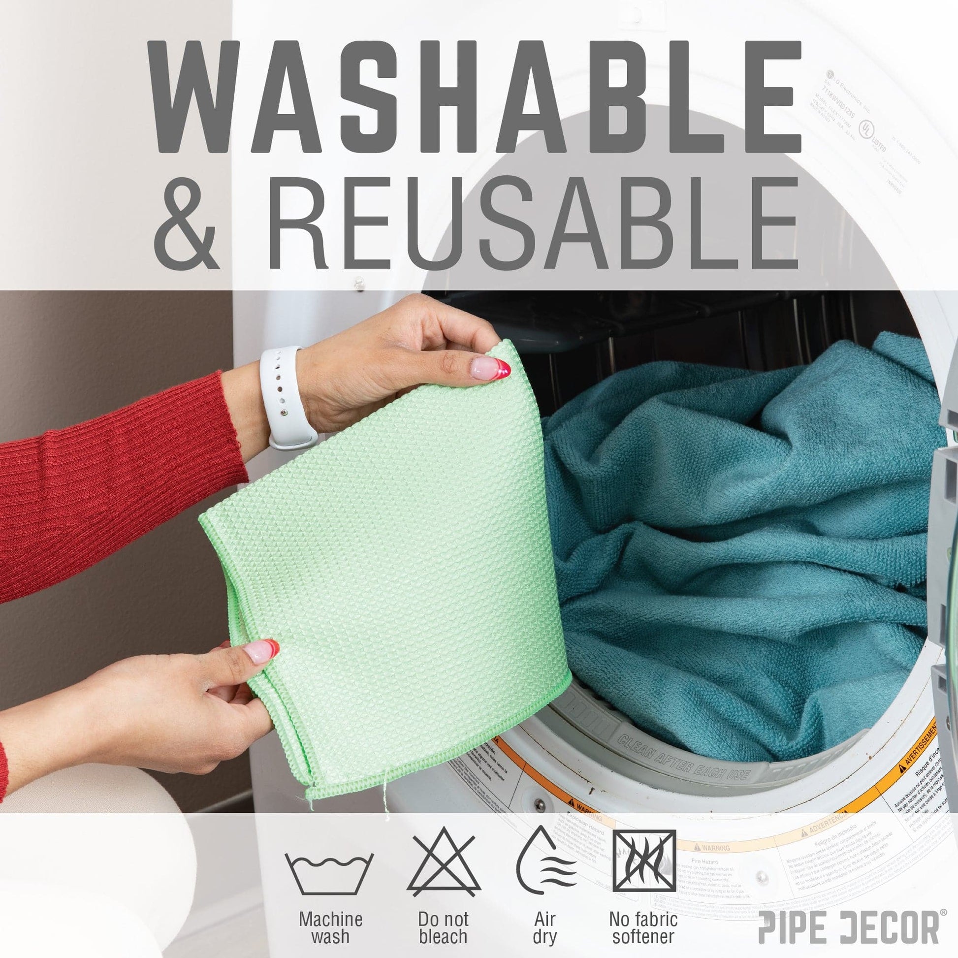 Microfiber Cleaning Cloth, Multi-purpose Lint-Free Towels, 4-Pack PIPE DECOR