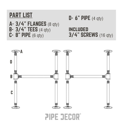 3/4 in. H Round Flange Pipe Kit for Coffee Table/Bench Legs PIPE DECOR