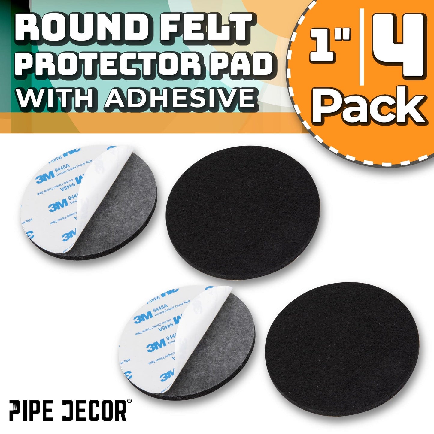 Heavy Duty Round Felt Pad for 1 in. Pipe Floor Flange, 3.5 in. Diameter (4-Pack) PIPE DECOR