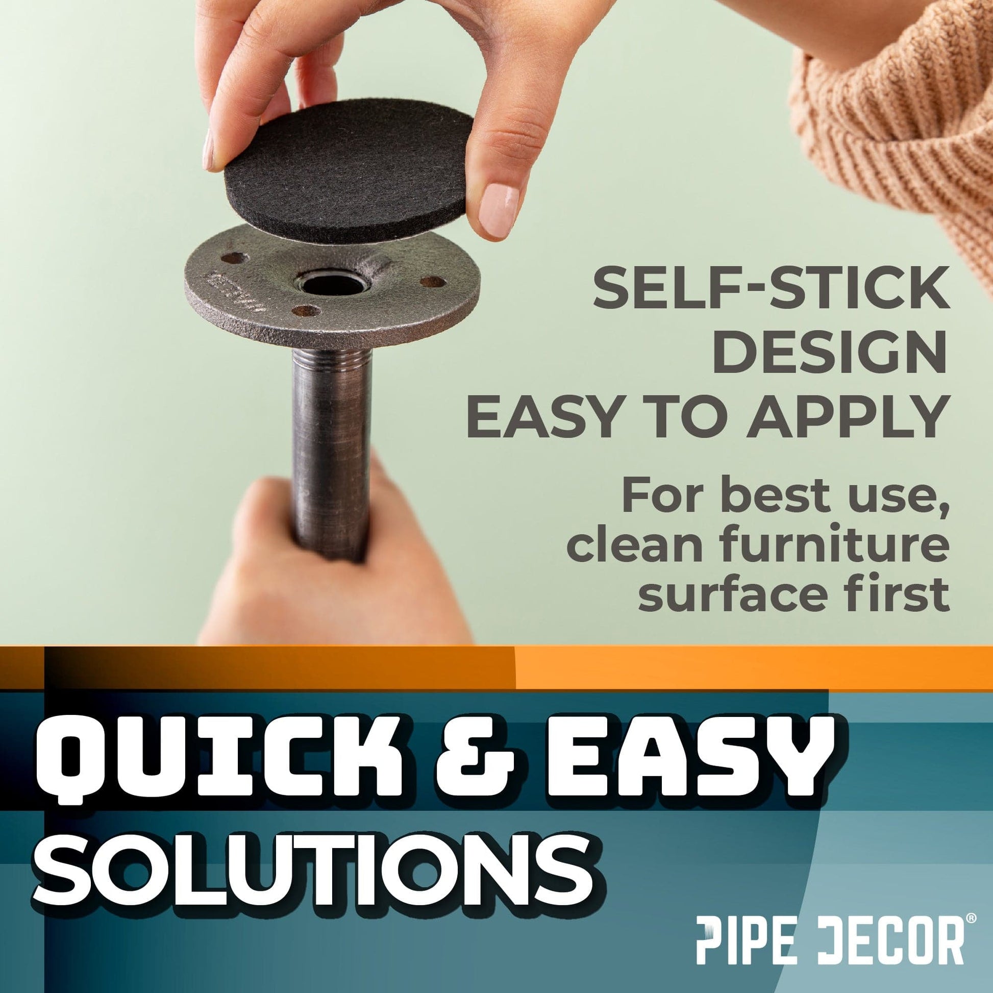 Heavy Duty Round Felt Pad for 3/4 in. Pipe Floor Flange, 3 in. Diameter (4-Pack) PIPE DECOR