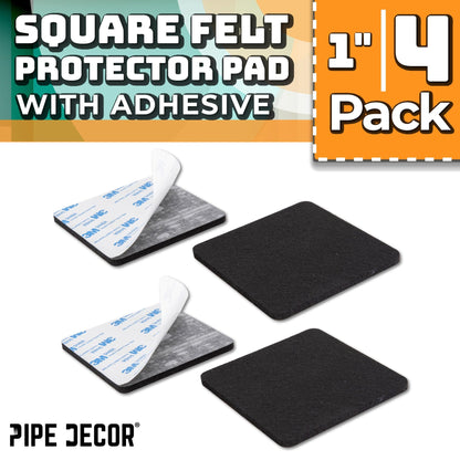 Heavy Duty Square Felt Pad for 1 in. Pipe Floor Flange, 3.5 in. x 3.5 in. (4-Pack) PIPE DECOR