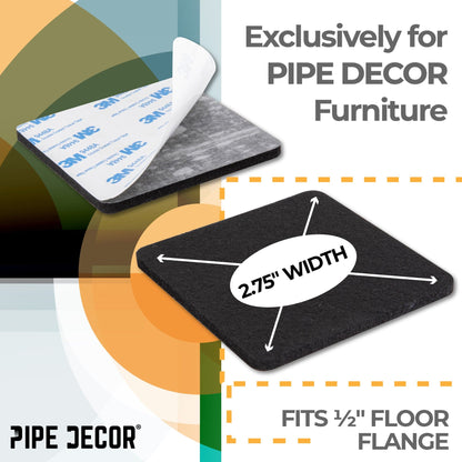 Heavy Duty Square Felt Pad for 1/2 in. Pipe Floor Flange, 2.75 in. x 2.75 in. (4-Pack) PIPE DECOR