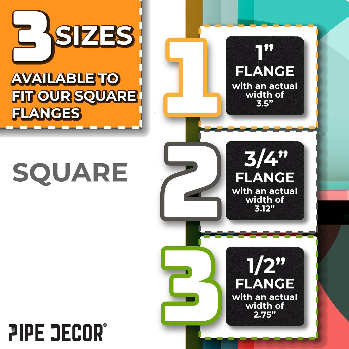 Heavy Duty Square Felt Pad for 1/2 in. Pipe Floor Flange, 2.75 in. x 2.75 in. (4-Pack) PIPE DECOR