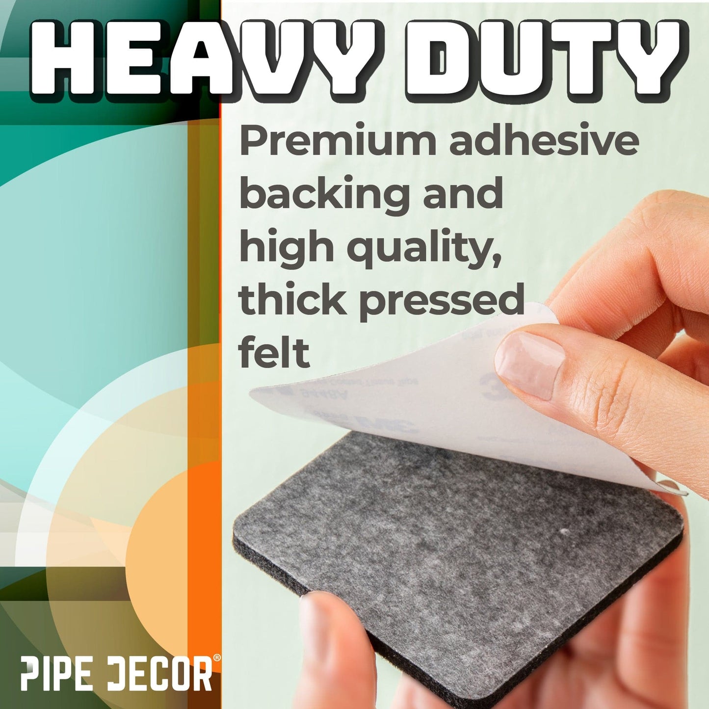 Heavy Duty Square Felt Pad for 3/4 in. Pipe Floor Flange, 3 in. x 3 in. (4-Pack) PIPE DECOR