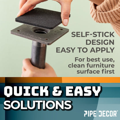 Heavy Duty Square Felt Pad for 3/4 in. Pipe Floor Flange, 3 in. x 3 in. (4-Pack) PIPE DECOR