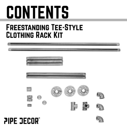 Freestanding Tee-Style Pipe Clothing Rack PIPE DECOR