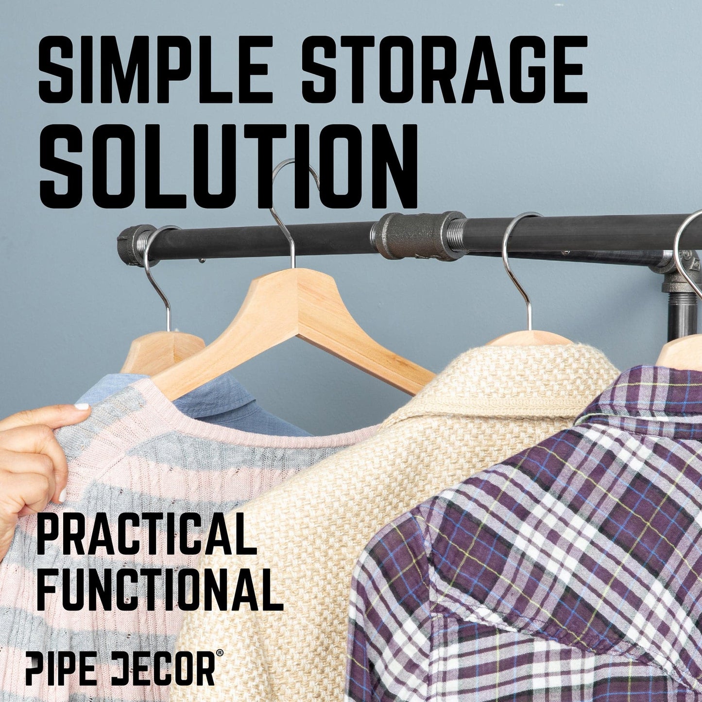 Freestanding Tee-Style Pipe Clothing Rack PIPE DECOR