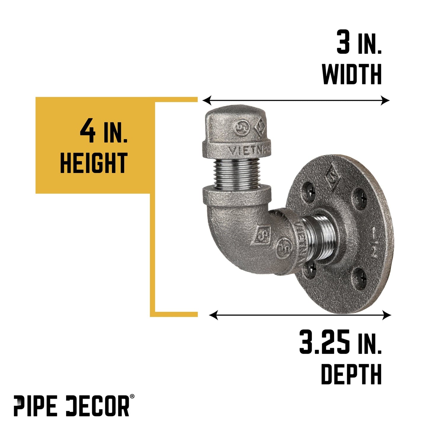 90 Degree Elbow Wall Hook Kit (2 Pack) PIPE DECOR