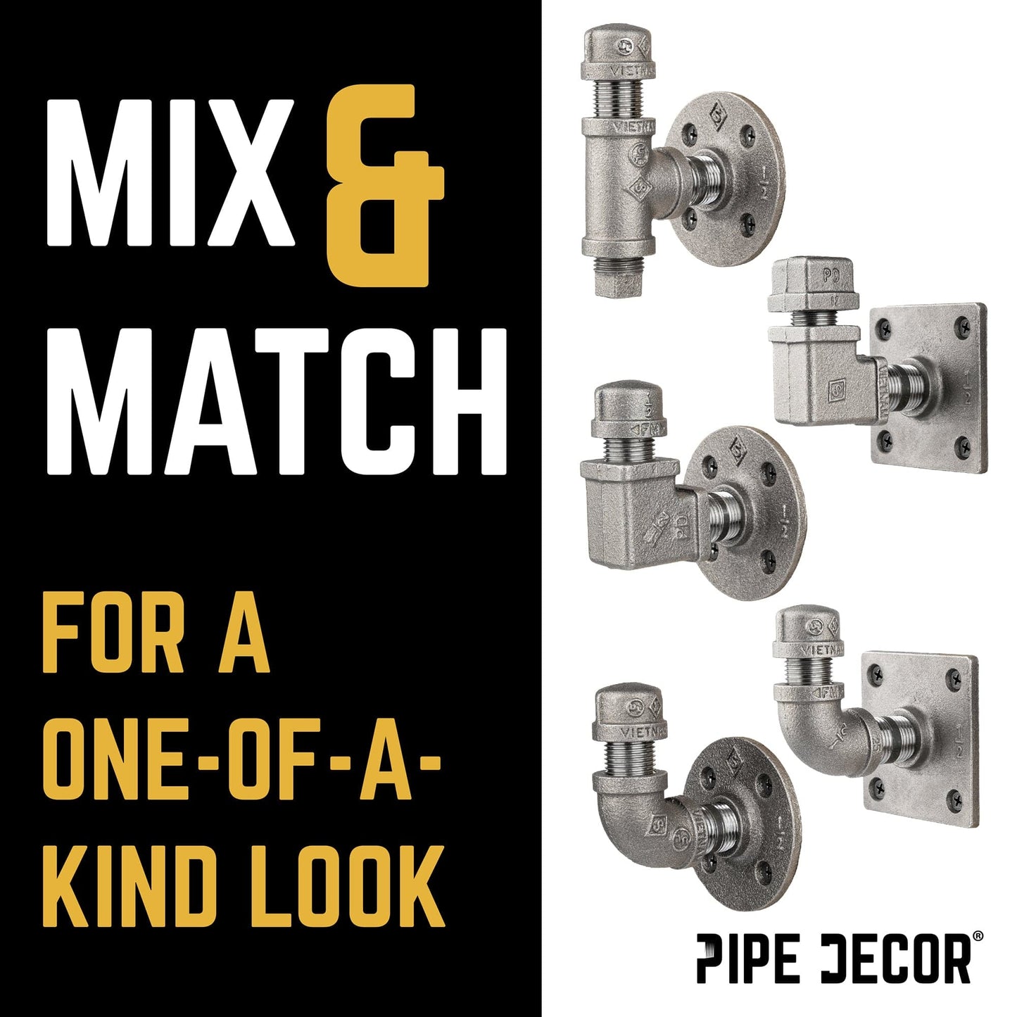 90 Degree Elbow Wall Hook Kit (2 Pack) PIPE DECOR