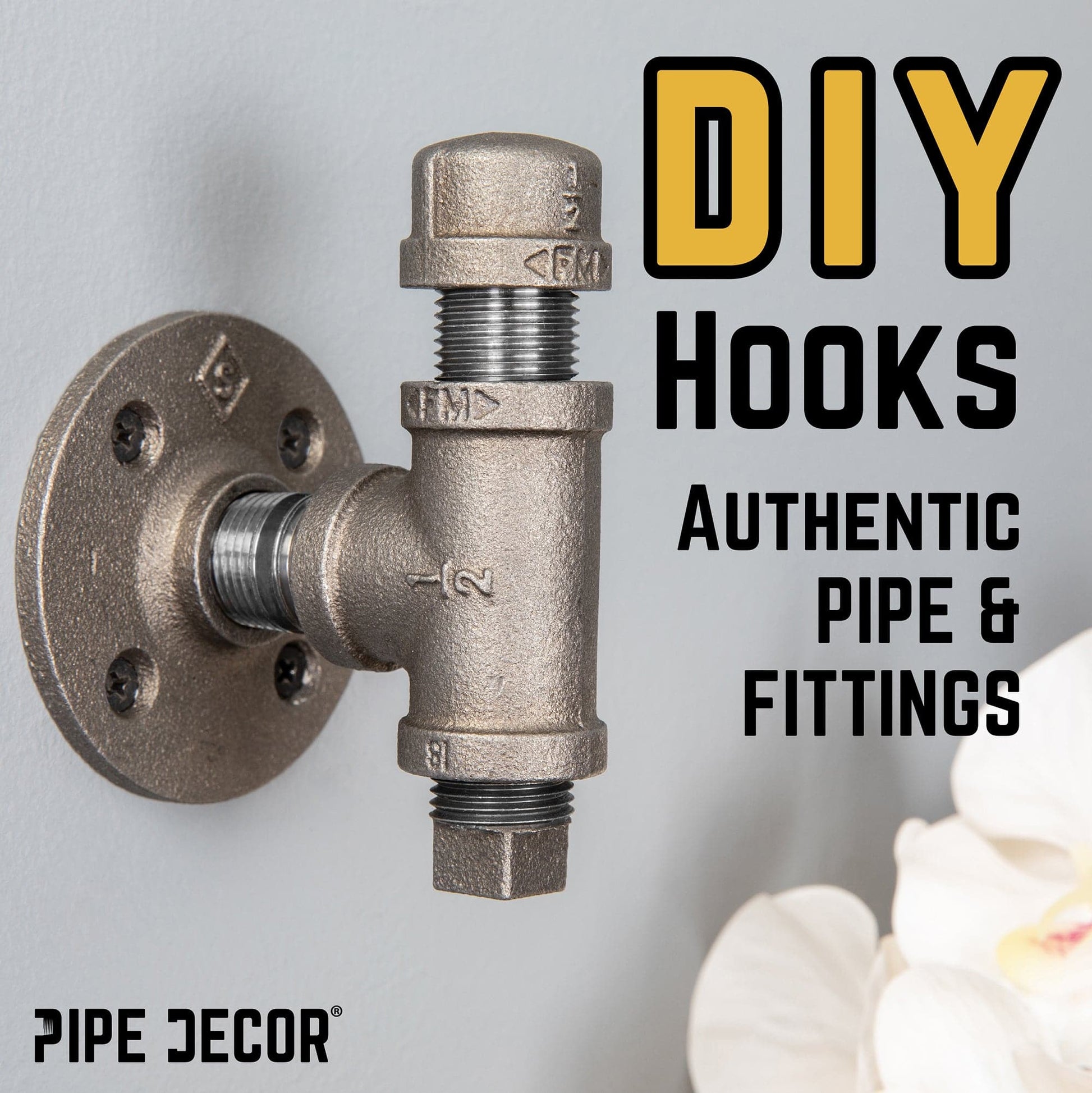 Tee-Shaped Wall Hook Kit (2 Pack) PIPE DECOR