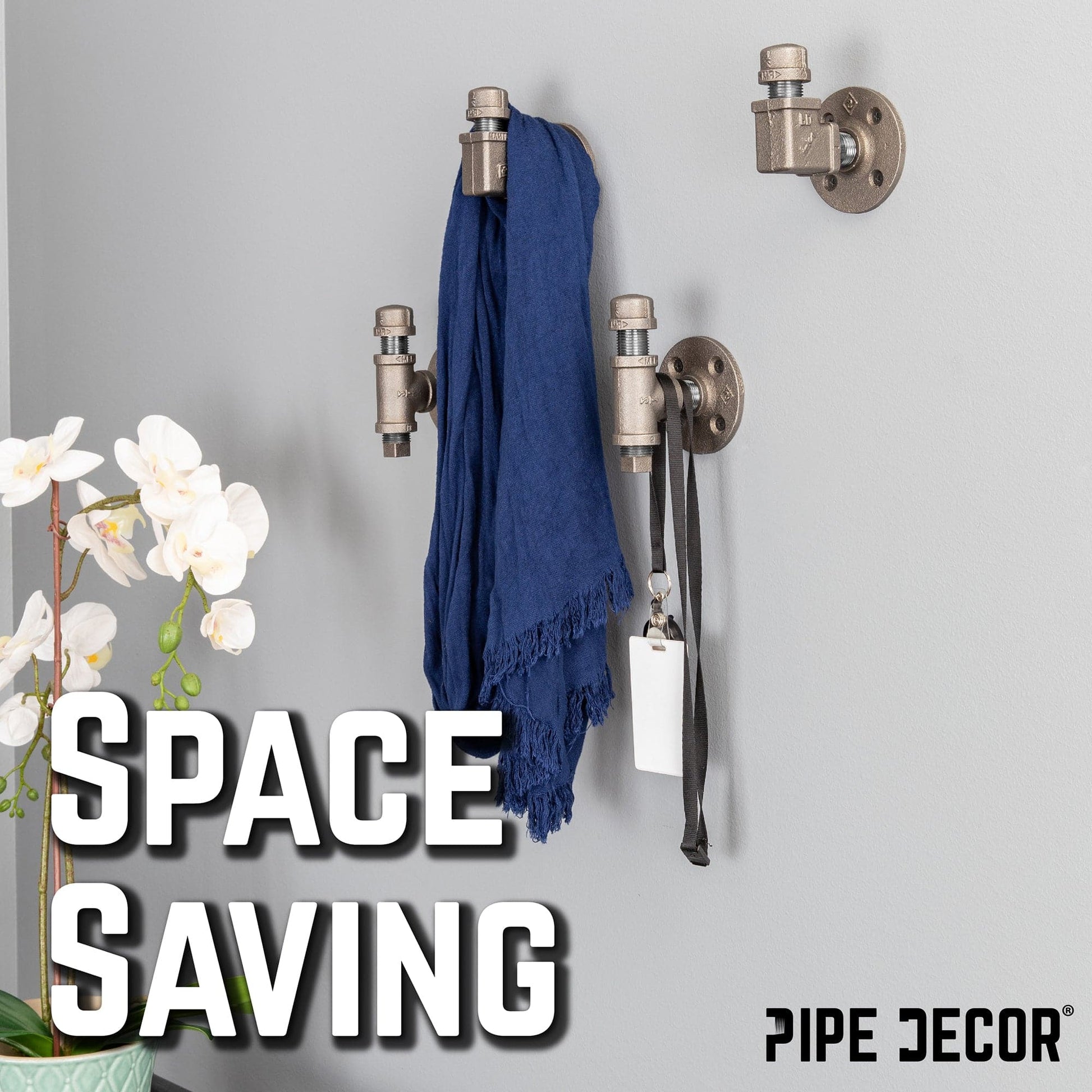 Tee-Shaped Wall Hook Kit (2 Pack) PIPE DECOR