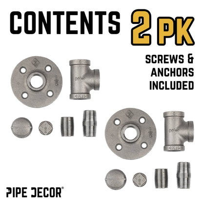 Tee-Shaped Wall Hook Kit (2 Pack) PIPE DECOR