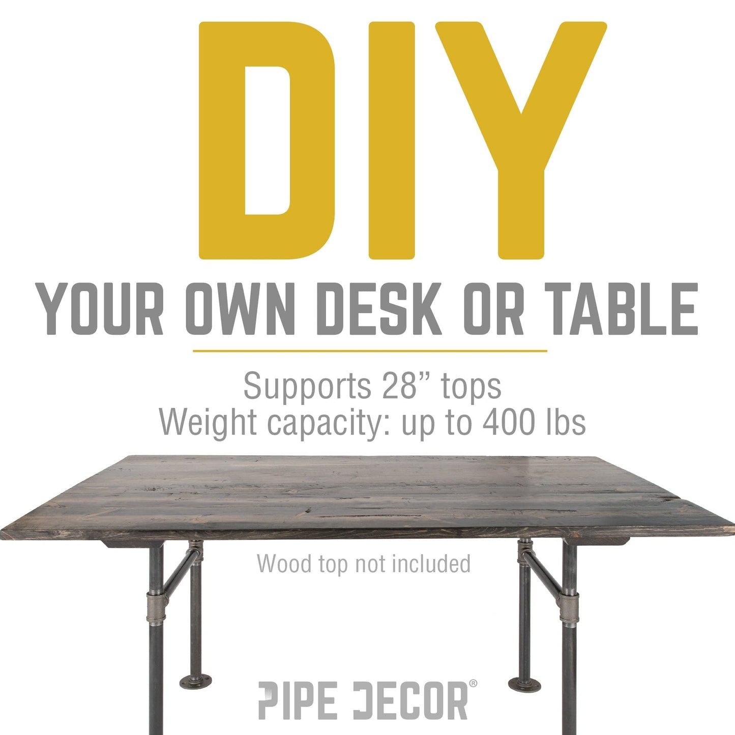 1 in. Heavy Duty H Round Flange Pipe Legs, for Restore Wood Dining Tabletops PIPE DECOR