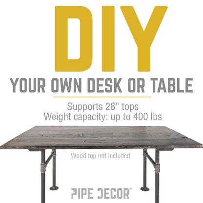 1 in. Heavy Duty H Round Flange Pipe Legs, for Restore Wood Dining Tabletops PIPE DECOR