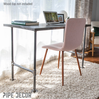 1 in. Heavy Duty H Round Flange Pipe Legs, for Restore Wood Dining Tabletops PIPE DECOR