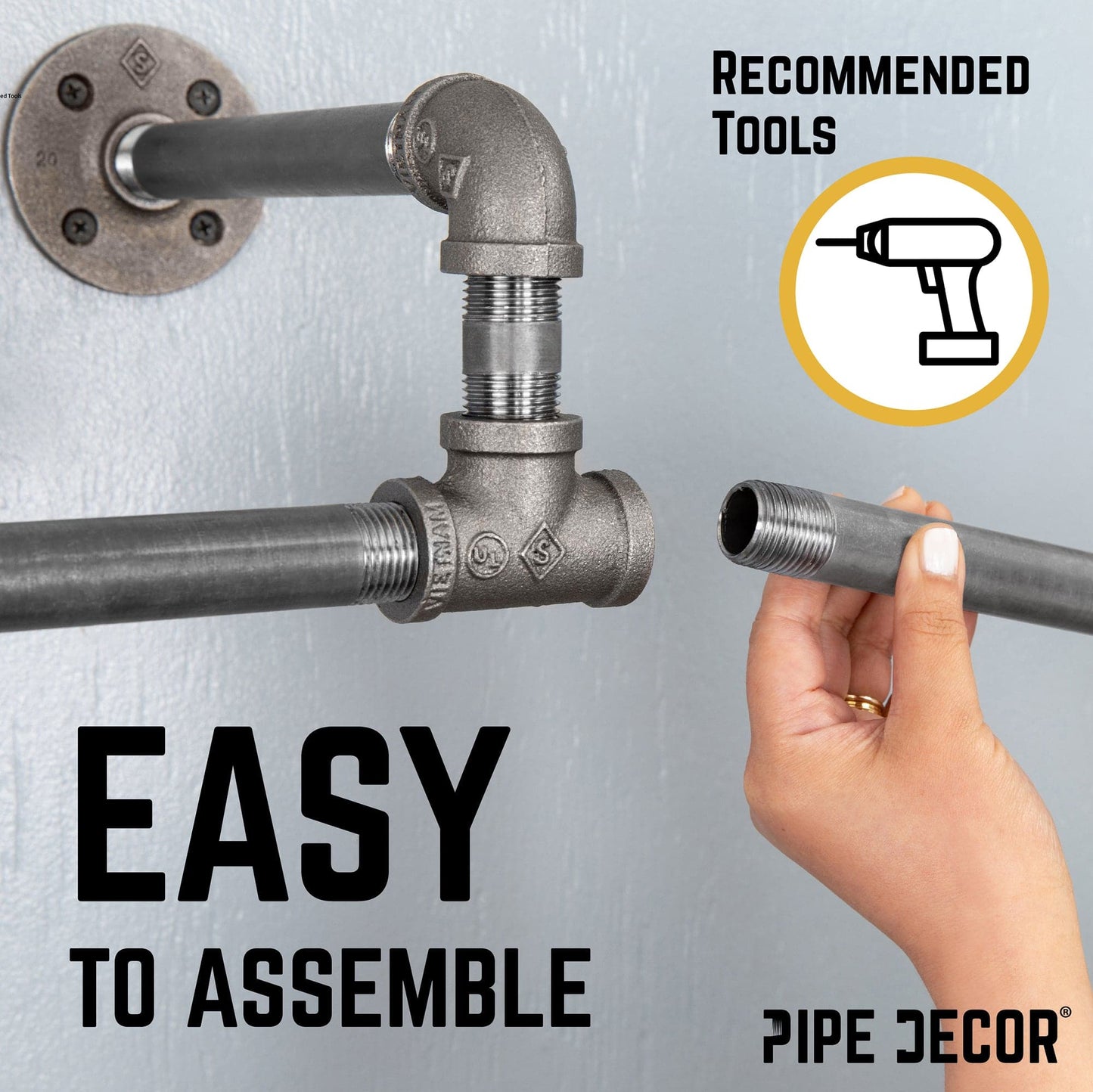 Wall-Mounted Tee-Style Pipe Clothing Rack PIPE DECOR