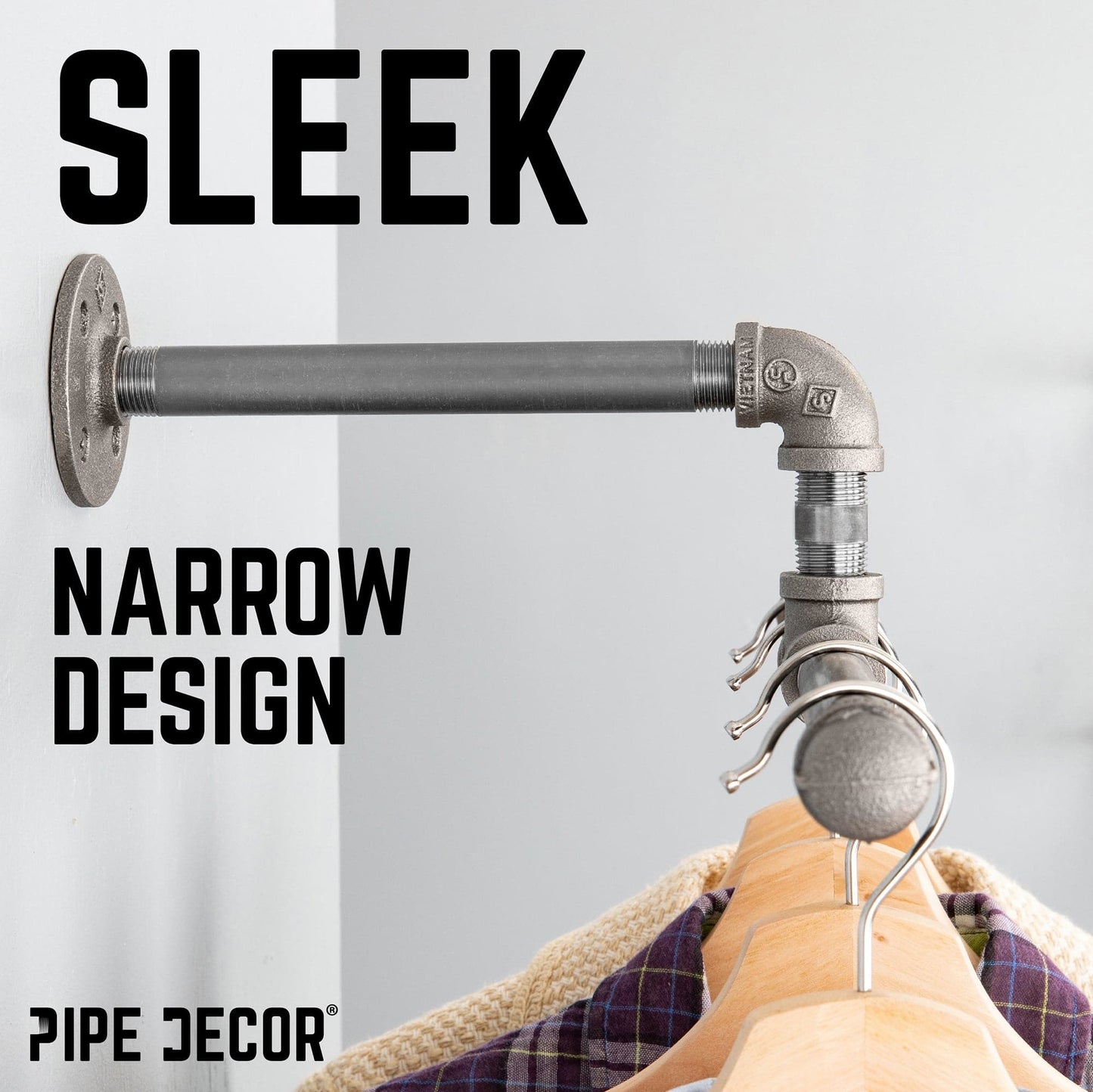 Wall-Mounted Tee-Style Pipe Clothing Rack PIPE DECOR