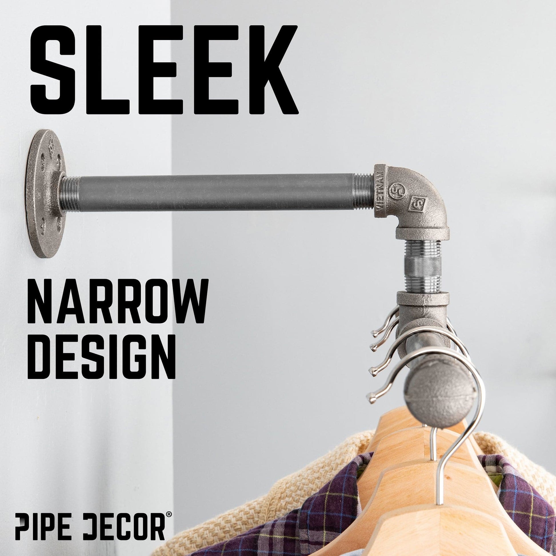 Wall-Mounted Tee-Style Pipe Clothing Rack PIPE DECOR