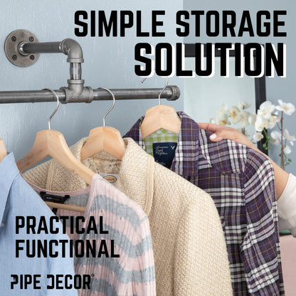 Wall-Mounted Tee-Style Pipe Clothing Rack PIPE DECOR
