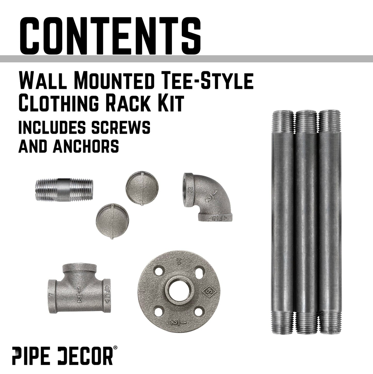 Wall-Mounted Tee-Style Pipe Clothing Rack PIPE DECOR
