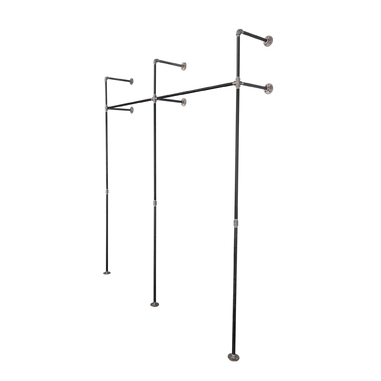 76.375 in. Wall Mounted Clothing Rack, Double PIPE DECOR
