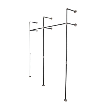 76.375 in. Wall Mounted Clothing Rack, Double PIPE DECOR