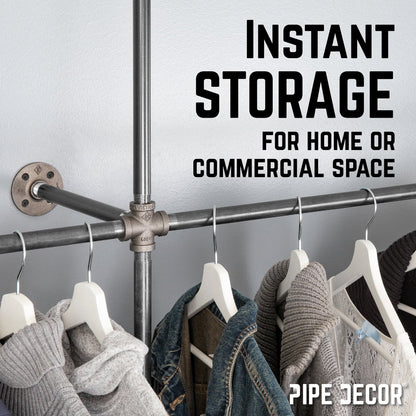 76.375 in. Wall Mounted Clothing Rack, Double PIPE DECOR