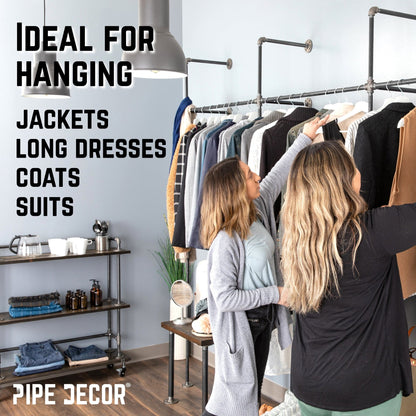 76.375 in. Wall Mounted Clothing Rack, Double PIPE DECOR