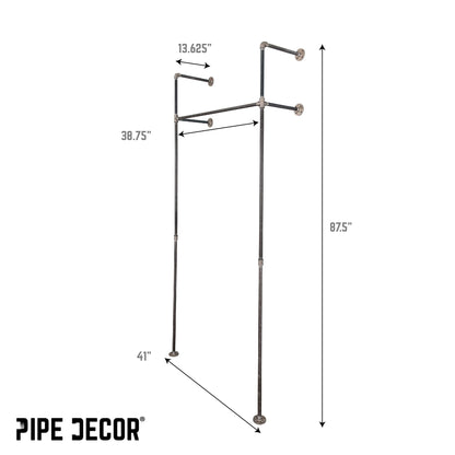 41 in. Wall Mounted Clothing Rack, Single PIPE DECOR