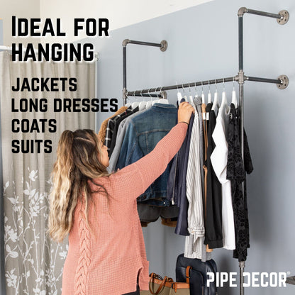41 in. Wall Mounted Clothing Rack, Single PIPE DECOR