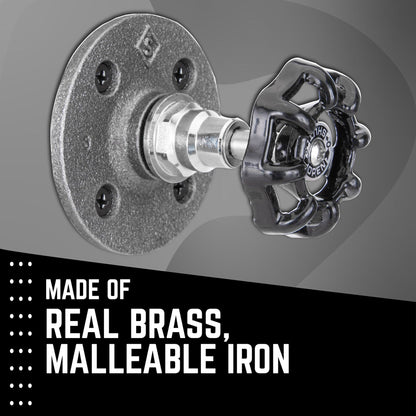Black Industrial Spigot Wall Hook with Flange (2-Pack) PIPE DECOR