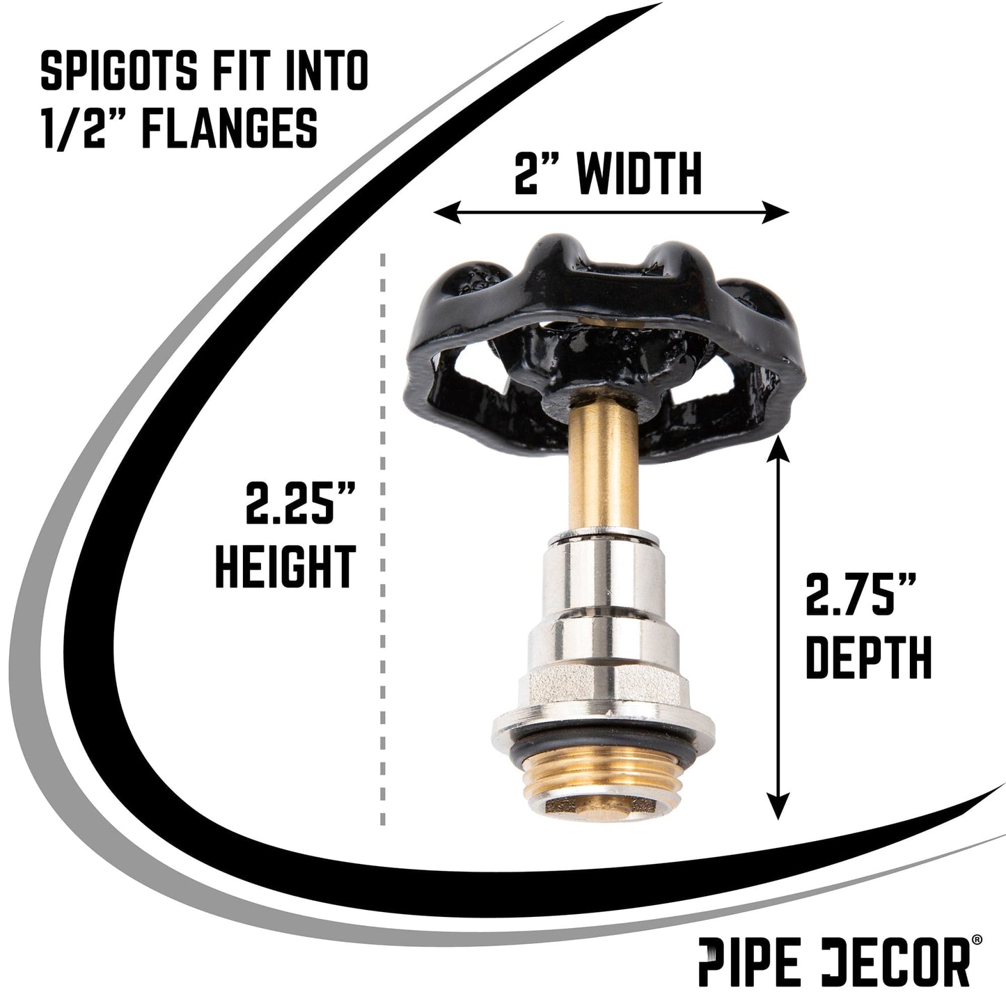 Black Industrial Spigot Handle (2-Pack) PIPE DECOR