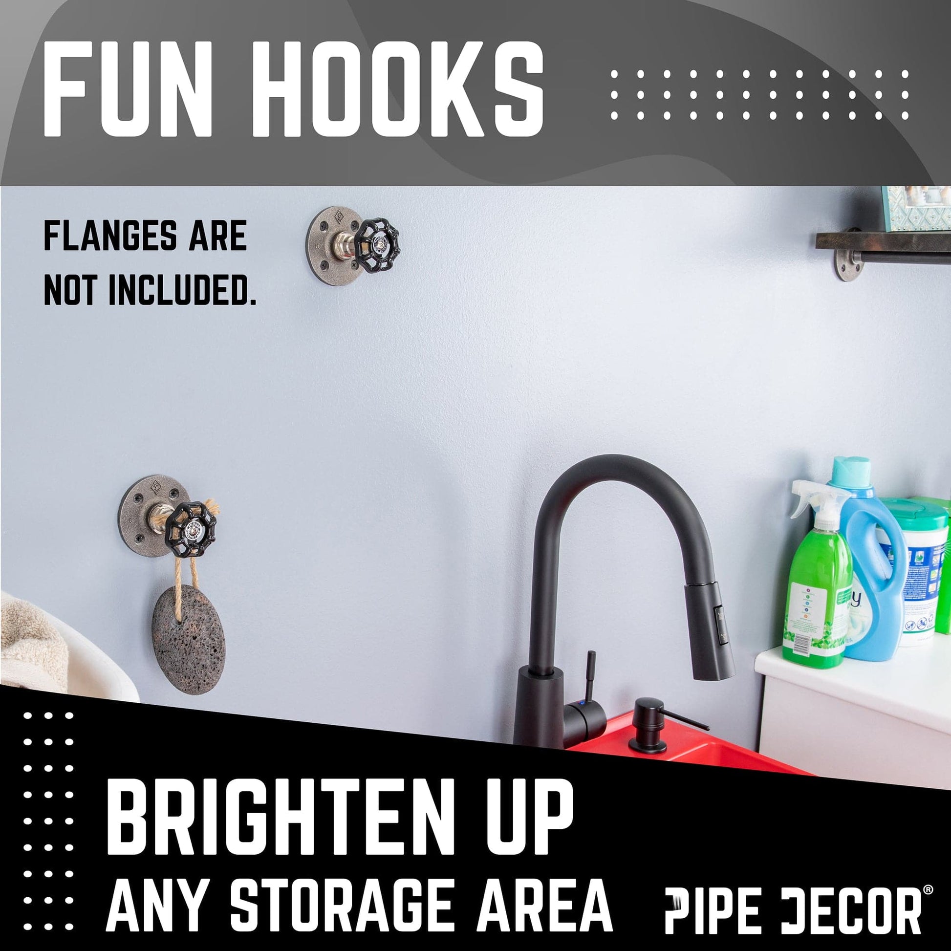 Black Industrial Spigot Handle (2-Pack) PIPE DECOR