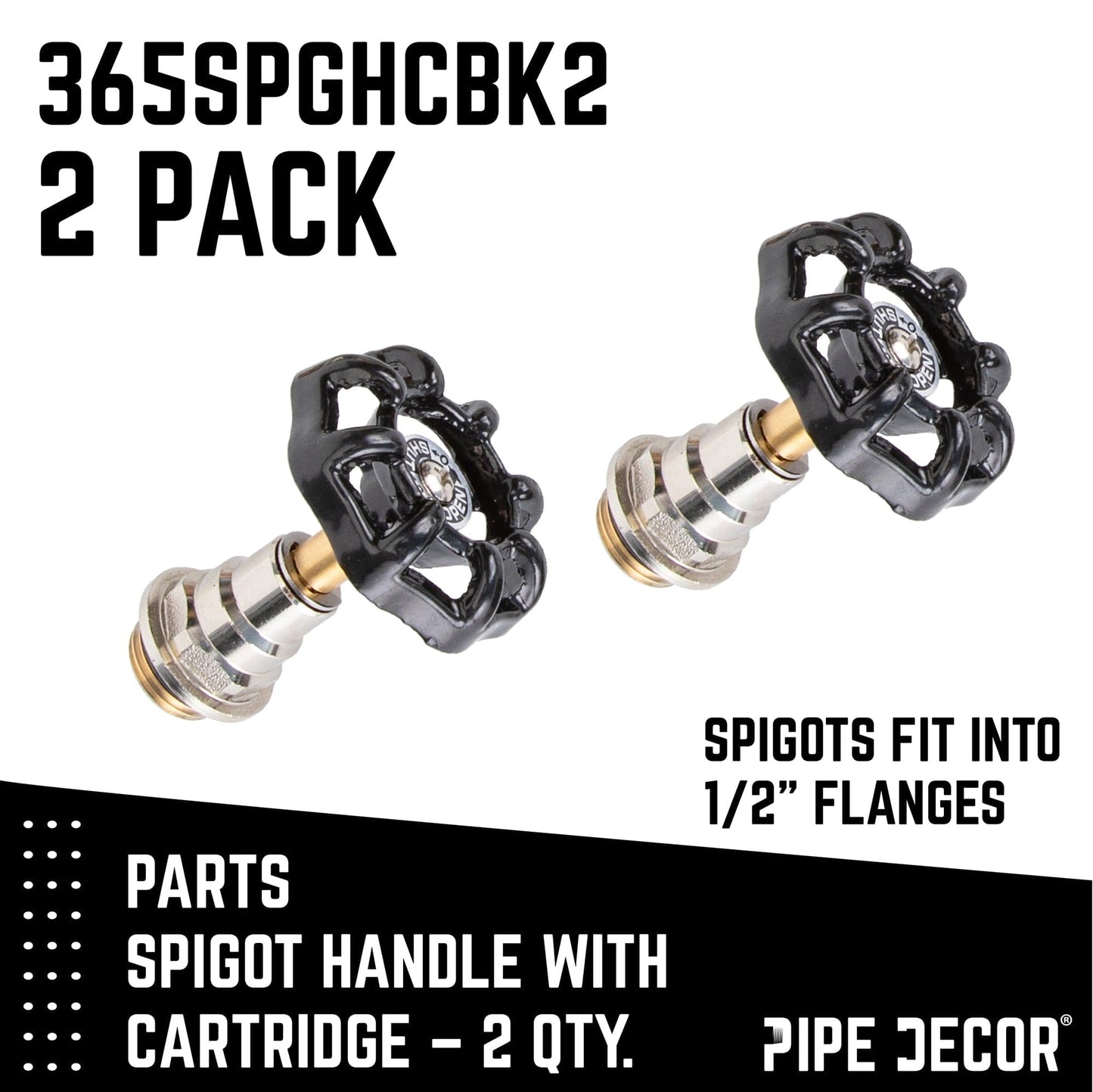 Black Industrial Spigot Handle (2-Pack) PIPE DECOR
