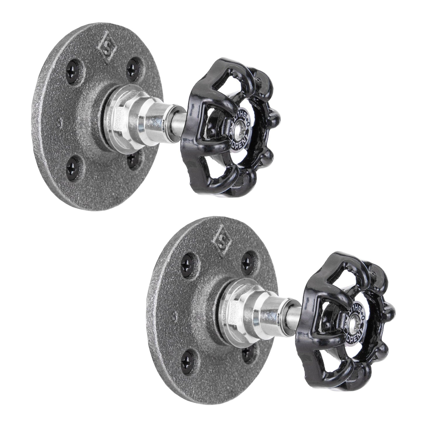 Black Industrial Spigot Wall Hook with Flange (2-Pack) PIPE DECOR