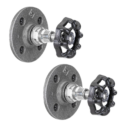 Black Industrial Spigot Wall Hook with Flange (2-Pack) PIPE DECOR