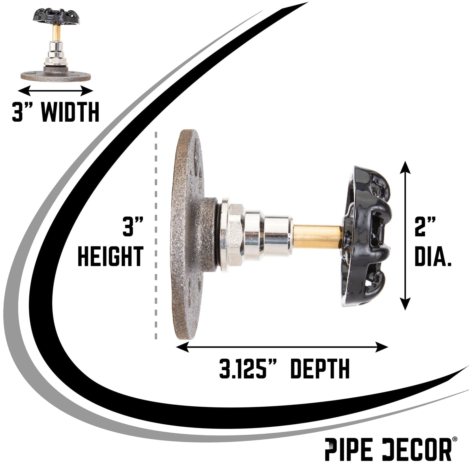 Black Industrial Spigot Wall Hook with Flange (2-Pack) PIPE DECOR
