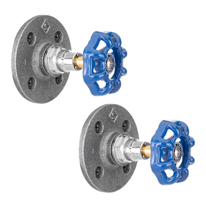Blue Industrial Spigot Wall Hook with Flange (2-Pack) PIPE DECOR