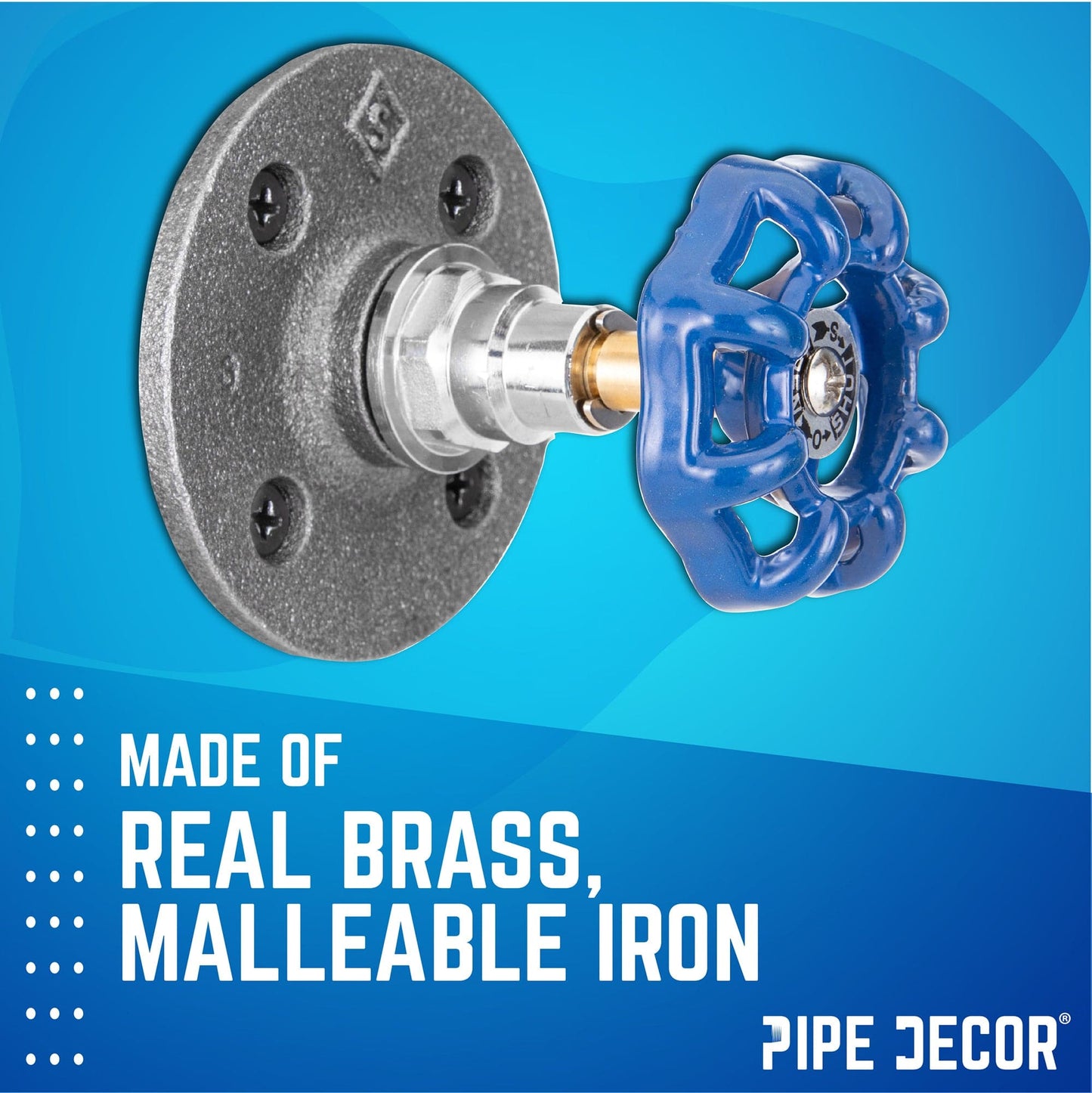 Blue Industrial Spigot Wall Hook with Flange (2-Pack) PIPE DECOR