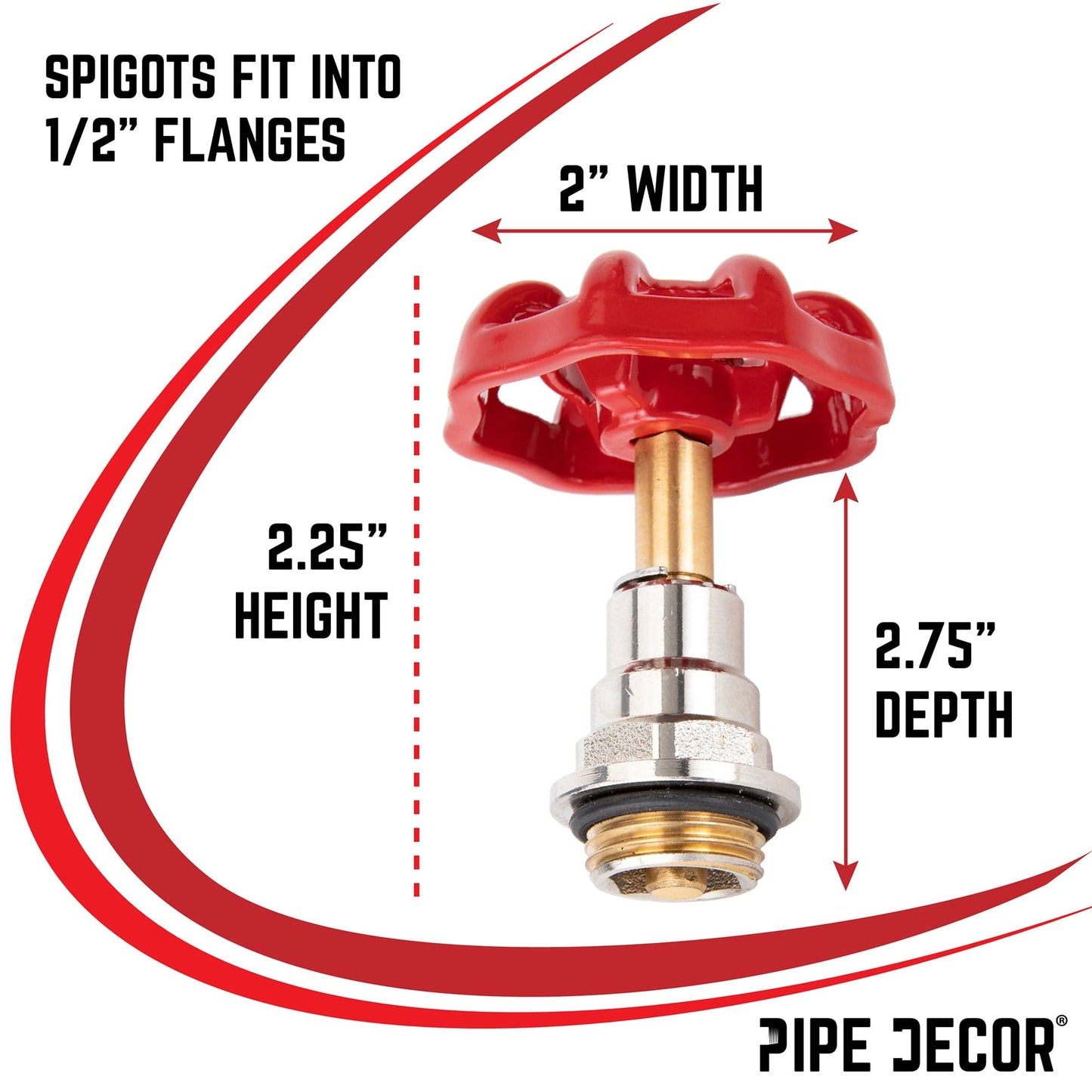Red Industrial Spigot Handle (2-Pack) PIPE DECOR