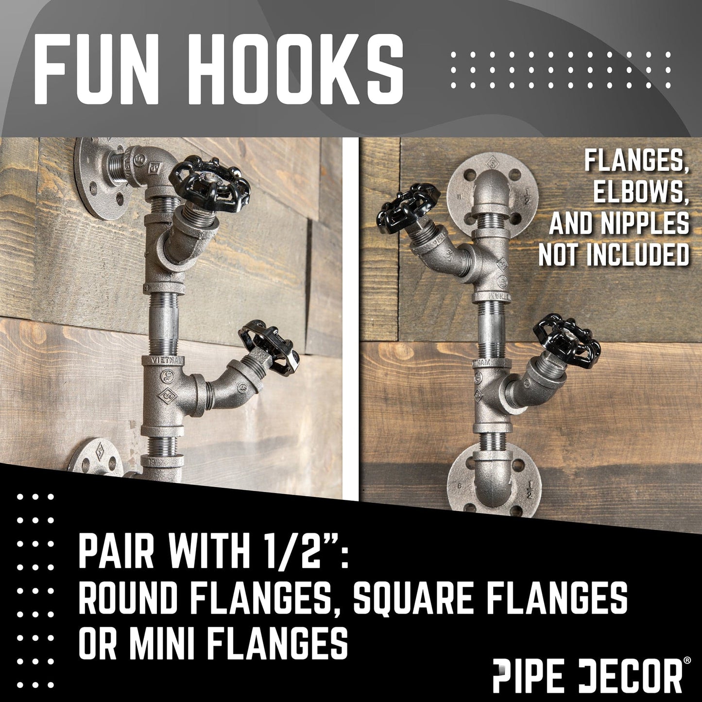 Black Industrial Spigot with Plug (2-Pack) PIPE DECOR