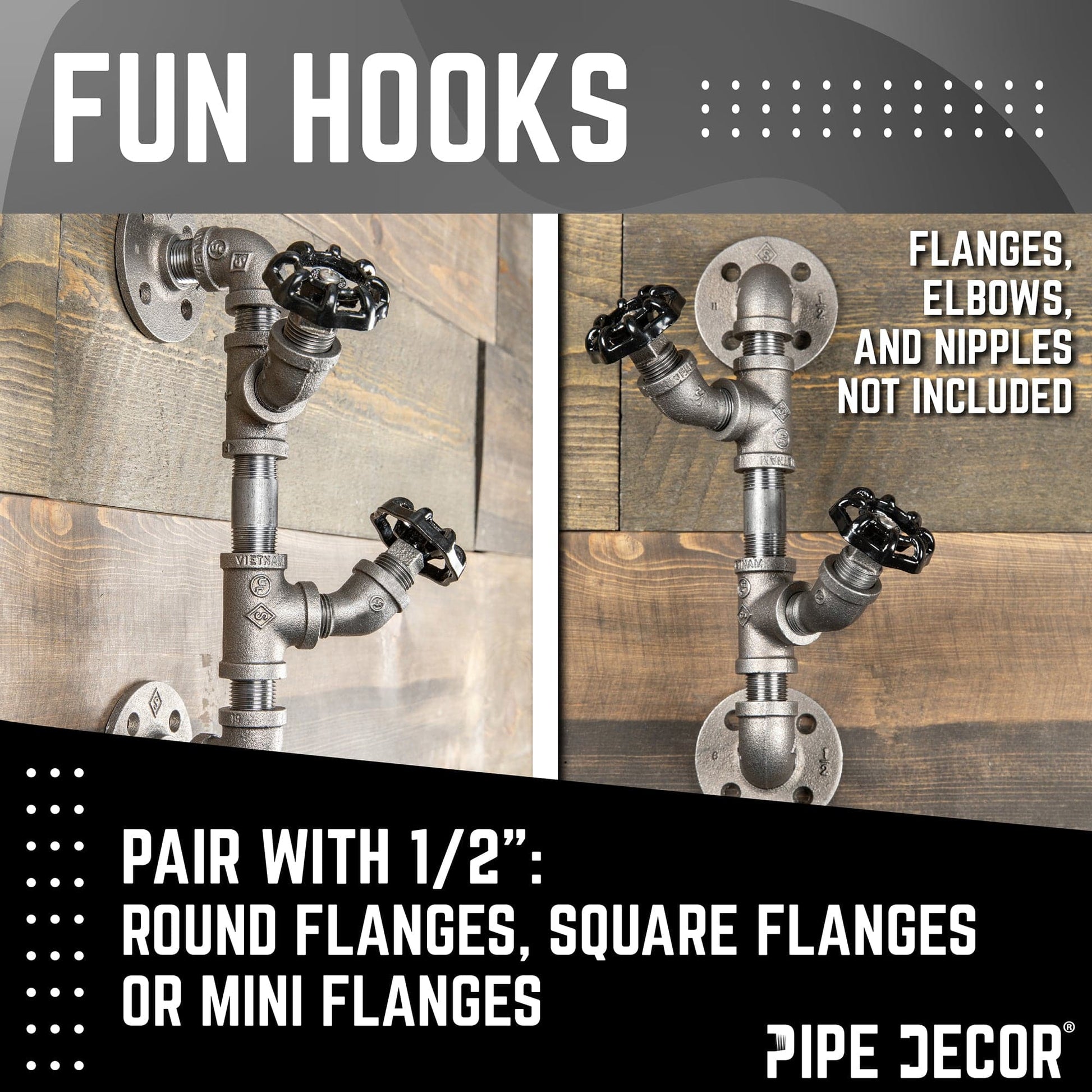 Black Industrial Spigot with Plug (2-Pack) PIPE DECOR