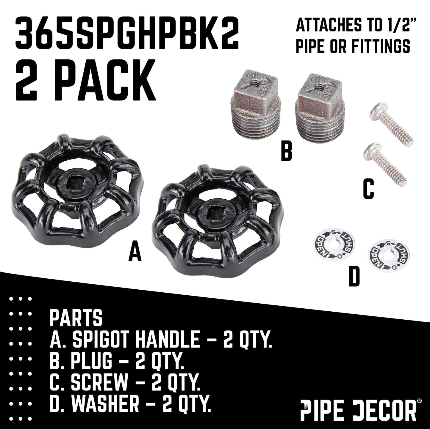 Black Industrial Spigot with Plug (2-Pack) PIPE DECOR