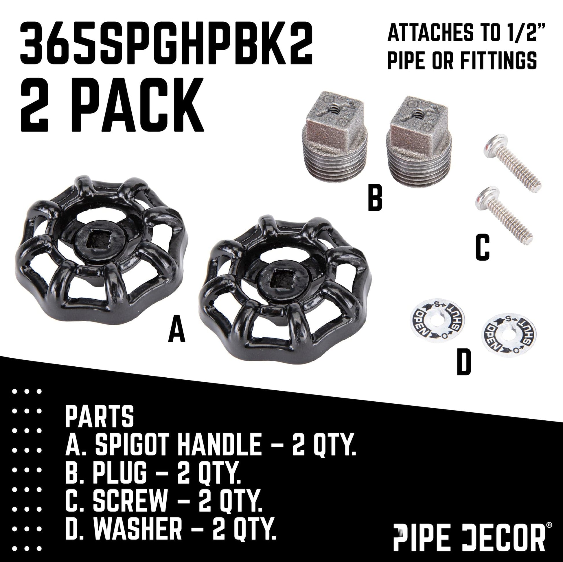 Black Industrial Spigot with Plug (2-Pack) PIPE DECOR