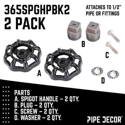 Black Industrial Spigot with Plug (2-Pack) PIPE DECOR