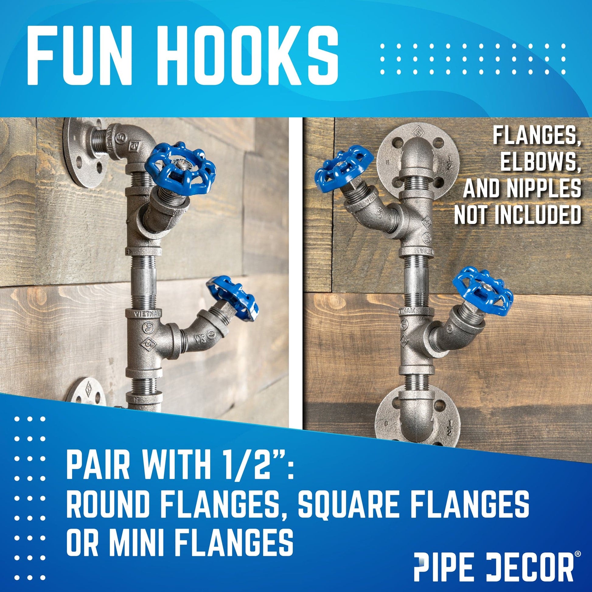 Blue Industrial Spigot with Plug (2-Pack) PIPE DECOR